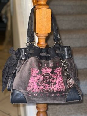 Authentic Vintage Juicy Couture Pink & Brown Bling Daydreamer Bag